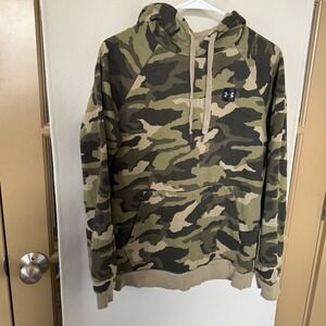 Under Armour Men's Medium Green Tan Camo Pullover Hoodie Sweatshirt